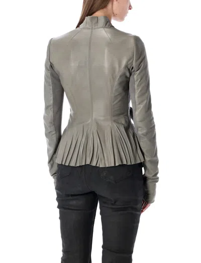 Rick Owens Womens Washed Indigo Hollywood Wrap-front Leather Jacket In Gray