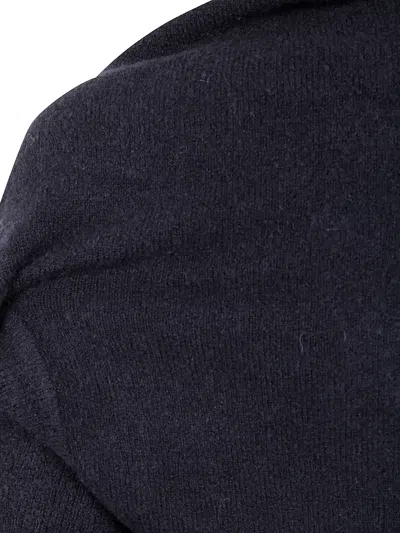 Rick Owens Knit Hooded Medium Wrap Cardigan In Blue
