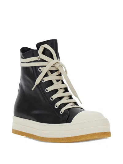 Rick Owens Leather Sneakers In Black