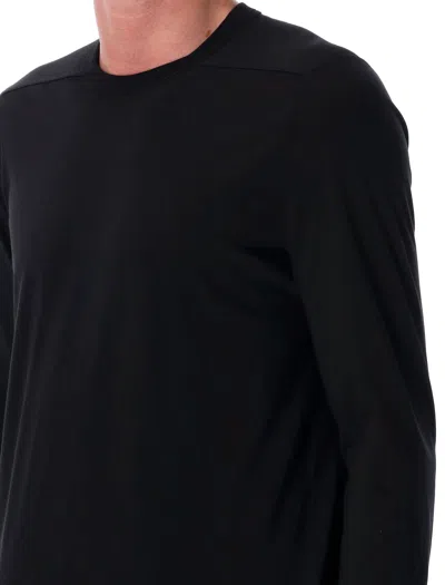 Rick Owens Long Sleeved Crew-neck T-shirt With Logoed Detail In Black