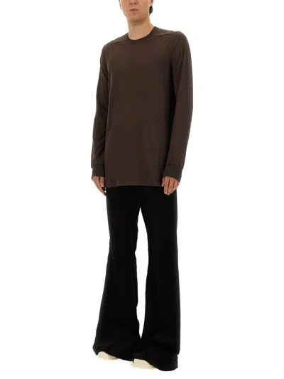 Rick Owens Longsleeved Tshirt In Brown