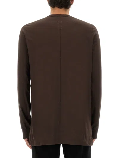 Rick Owens Longsleeved Tshirt In Brown