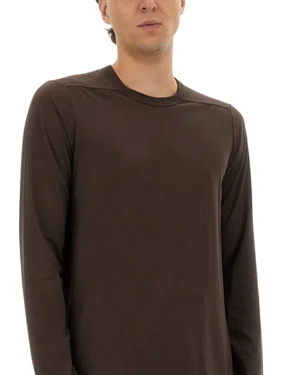 Rick Owens Longsleeved Tshirt In Brown