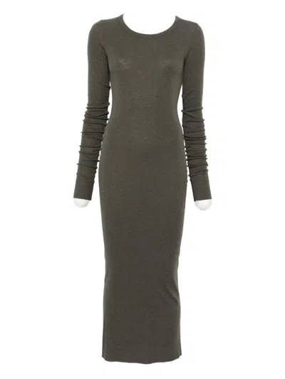 Rick Owens Long-sleeve Midi Dress In Green