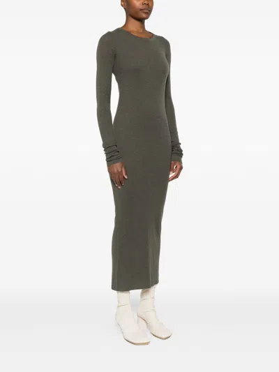 Rick Owens Long-sleeve Midi Dress In Green