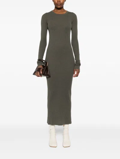 Rick Owens Long-sleeve Midi Dress In Green