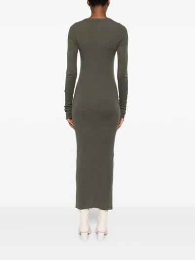 Rick Owens Long-sleeve Midi Dress In Green