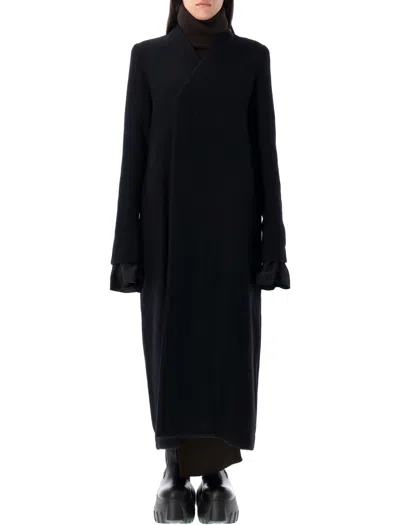 Rick Owens Long Coat Structured Back Vent In Black