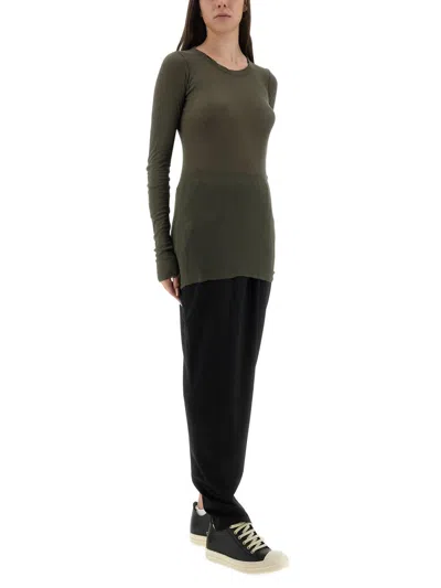 Rick Owens Sheer Fabric Long Sleeves Round Neck In Green