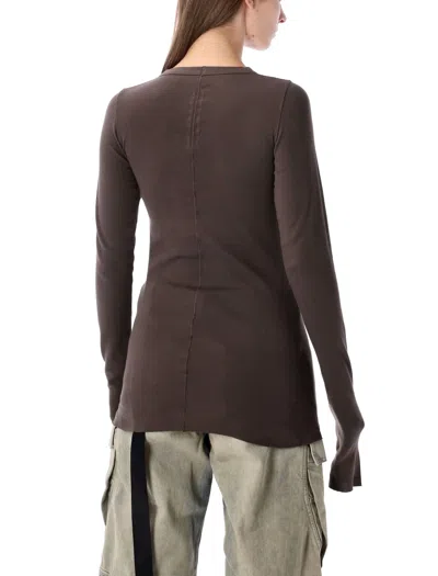 Rick Owens Brown Crewneck Long Sleeves T-shirt In Brown