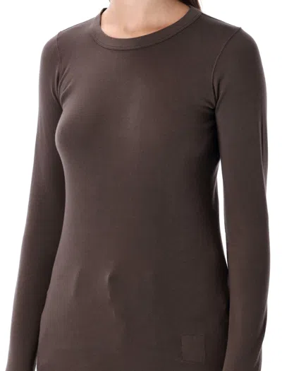 Rick Owens Brown Crewneck Long Sleeves T-shirt In Brown