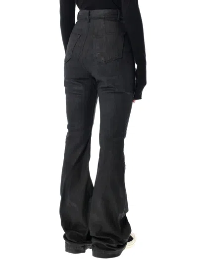 Rick Owens Drkshdw Bolan Bootcut Black Waxed Jeans In Black