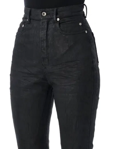 Rick Owens Drkshdw Bolan Bootcut Black Waxed Jeans In Black