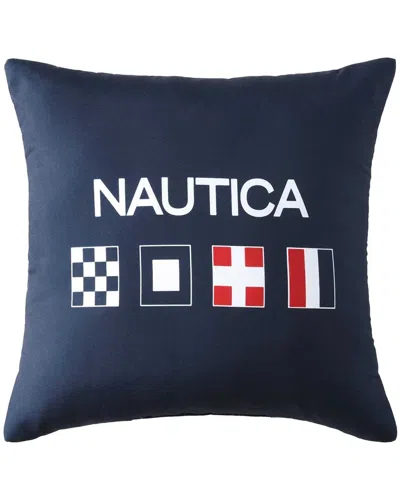 Nautica Flag Printed Square Decorative Pillow, 18" X 18" In Blue