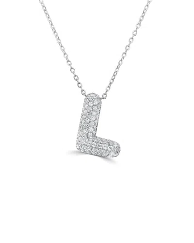 Sabrina Designs 14k Wg Pave Diamond Initial Necklace - L In Metallic