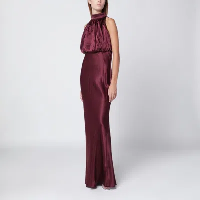 Rotate Birger Christensen Rotate Birgerchristensen Sleeveless Silk Dress In Burgundy