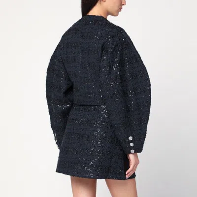 Rotate Birger Christensen Rotate Birgerchristensen  Navy Blue Bouclé Jacket With Sequins