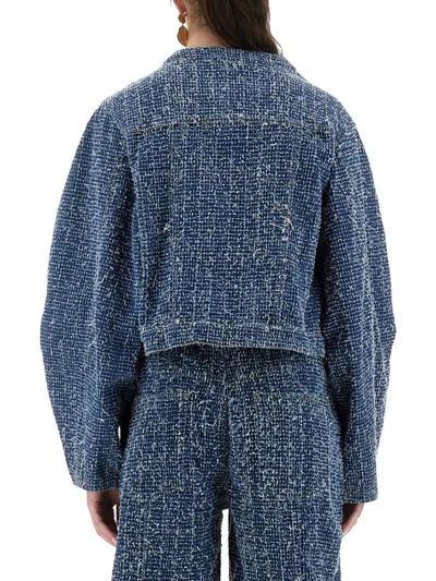 Rotate Birger Christensen Cropped Length Front Pockets Long Sleeves In Blue