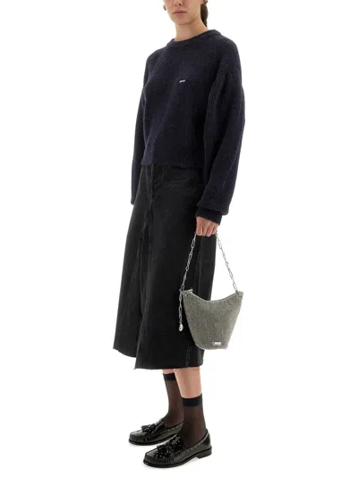 Rotate Birger Christensen Knitwear Crew Neck Dropped Shoulders Long Sleeves In Blue