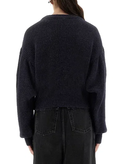 Rotate Birger Christensen Knitwear Crew Neck Dropped Shoulders Long Sleeves In Blue
