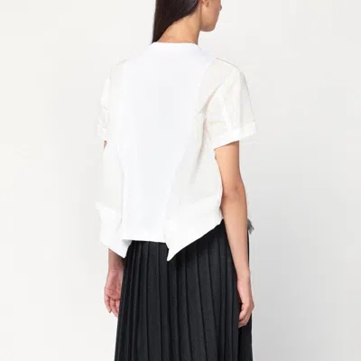 Sacai Cotton And Nylon T-shirt With Asymmetric Hem