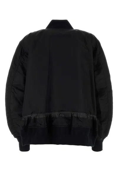 Sacai Blouson Nylon Twill Bomber Jacket In Black