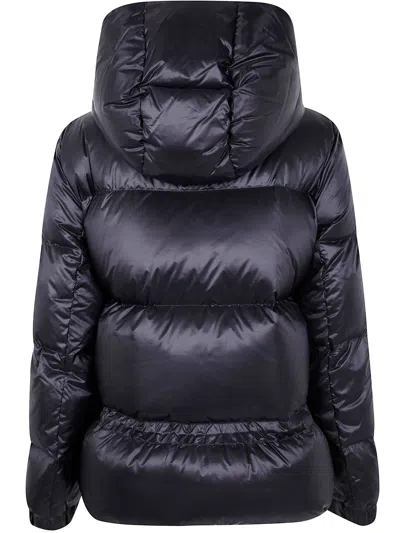 Sacai Black Hooded Short Padded Puffer Jacket In Blue