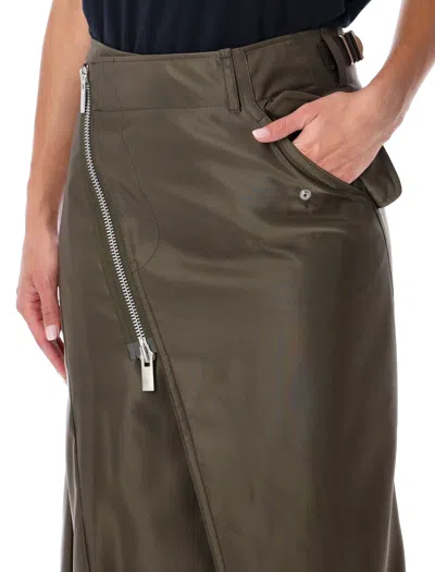 Sacai Nylon Twill Midi Skirt With Diagonal Zip In Blue