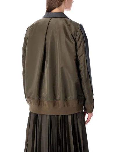 Sacai Wool And Twill Double-breasted Blazer In Black