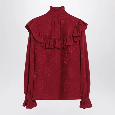 Saint Laurent Red Damask Silk Shirt In Red