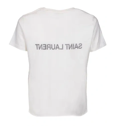 Saint Laurent Natural Black Cotton T-shirts And Polos In White