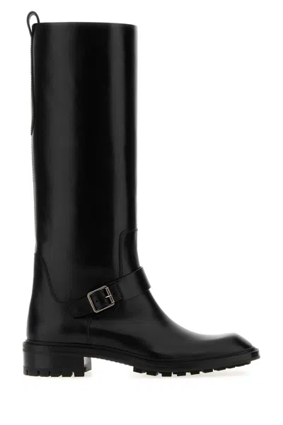 Saint Laurent Vadim Leather Ankle Boots With Buckle Detail In Black