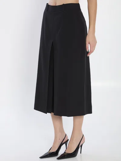 Saint Laurent Black Wool Midi Length Culottes In Black