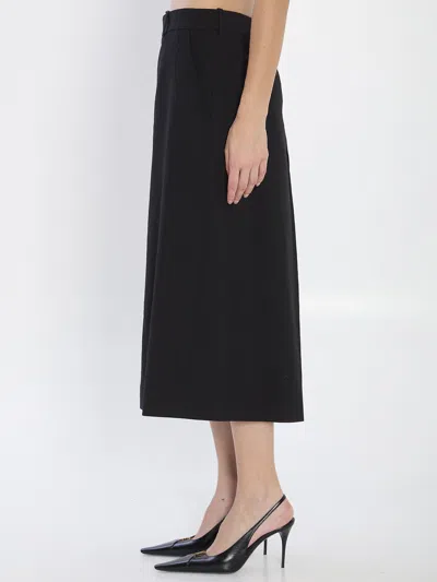 Saint Laurent Black Wool Midi Length Culottes In Black