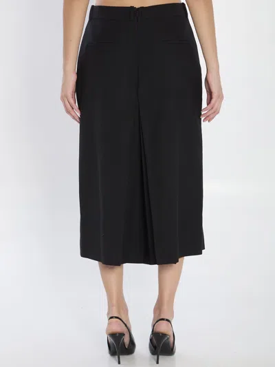 Saint Laurent Black Wool Midi Length Culottes In Black