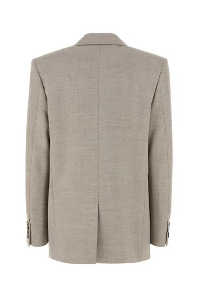 Saint Laurent Cappuccino Wool Blazer In Gray
