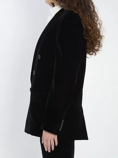 Saint Laurent Cassandre Jacket In Velvet In Black