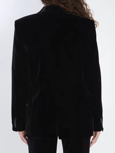 Saint Laurent Cassandre Jacket In Velvet In Black