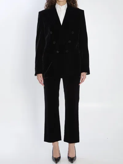 Saint Laurent Cassandre Jacket In Velvet In Black