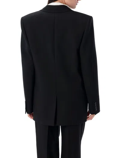 Saint Laurent Wool Gabardine Cassandre Jacket In Black