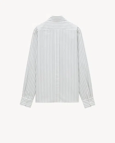 Saint Laurent Cassandre Striped Cotton Shirt Shirts Black In White
