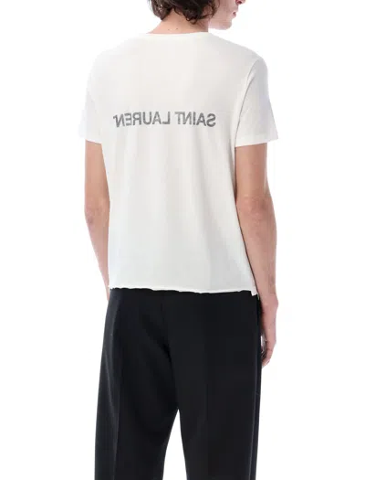 Saint Laurent Natural Black Cotton T-shirts And Polos In White