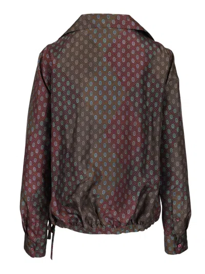 Dries Van Noten 01160-cedal 2127 Argyle Tie Motif Printed Silk Habotai Shirt Shirts Bordeaux In Multi