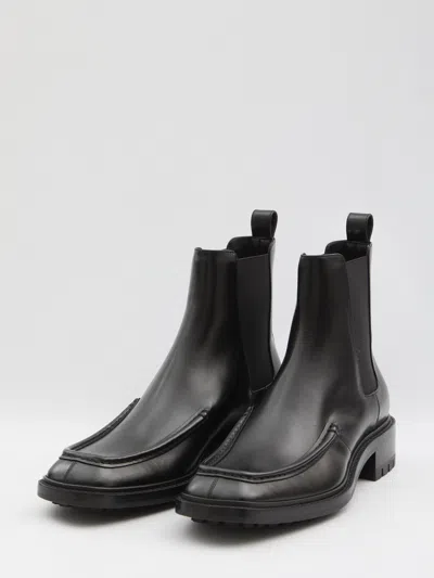 Saint Laurent 25mm Joe Pull-tab Square-toe Chelsea Boots In Black