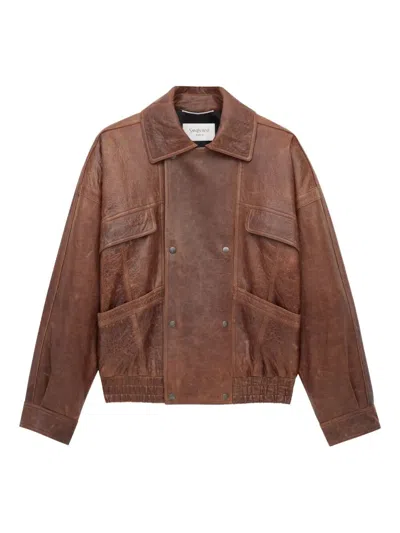 Saint Laurent Aged Lambskin Bomber Jacket