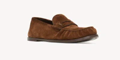 Saint Laurent Laurent Suede Loafers In Brown