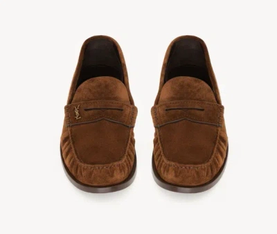 Saint Laurent Laurent Suede Loafers In Brown