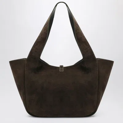 Saint Laurent Le 5 A 7 Bea Suede Logo Plaque Tote Bag In Brown