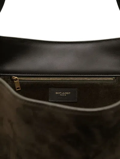 Saint Laurent Le 5 A 7 Bea Suede Logo Plaque Tote Bag In Brown