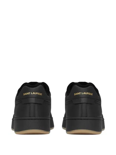 Saint Laurent Leather Logo Sneakers Sl61 In Black